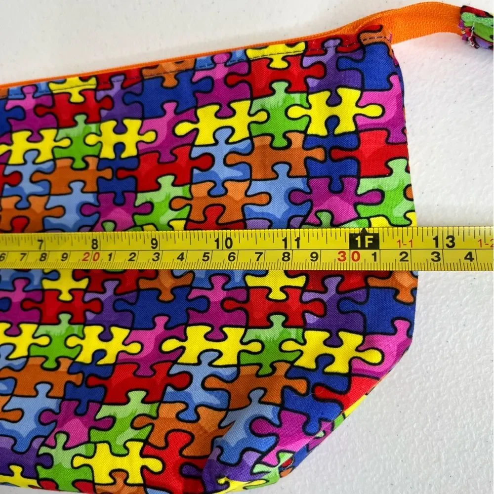 Handmade Retreat Cosmetic Bag Keychain Autism Puzzle Piece Set New Zipper Pouch